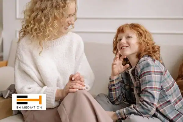 Happy mother and child after sorting child arrangements mediation Eastleigh